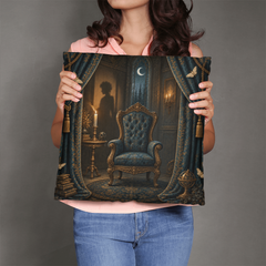 Gothic Haunted Chair Throw Pillow with Insert - The Empty Chair, 18 x 18
