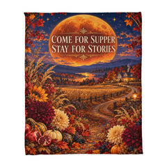Come for Supper, Stay for Stories Thanksgiving Coral Fleece Blanket
