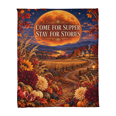 Come for Supper, Stay for Stories Thanksgiving Coral Fleece Blanket