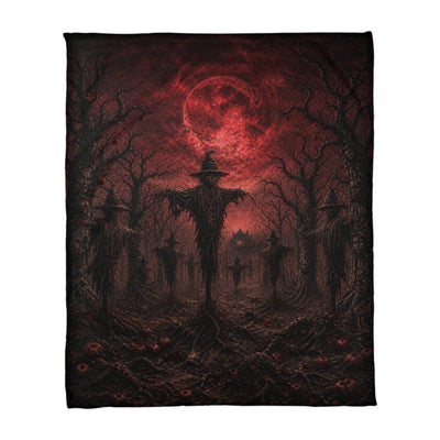 Blood Moon Scarecrow Forest Coral Fleece Blanket – Gothic Halloween Decor