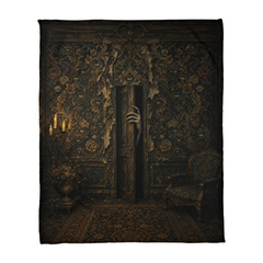 Gothic Haunted Door Coral Fleece Blanket – The Walls Are Watching