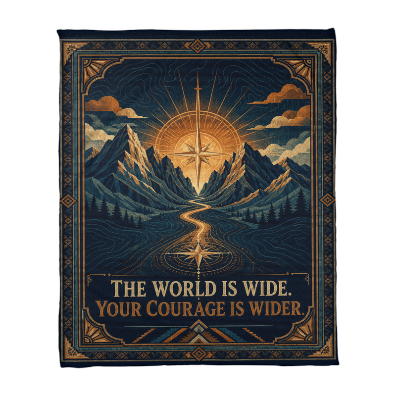 Adventure Coral Fleece Blanket – Your Courage Is Wider