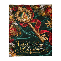 Unlock the Magic of Christmas – Golden Key Coral Fleece Blanket