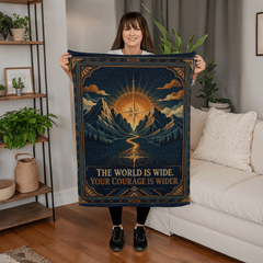 Adventure Coral Fleece Blanket – Your Courage Is Wider