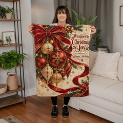 Wrapped in Christmas Joy – Coral Fleece Blanket