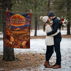 Come for Supper, Stay for Stories Thanksgiving Coral Fleece Blanket