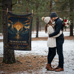 Adventure Coral Fleece Blanket – Your Courage Is Wider