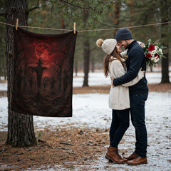 Blood Moon Scarecrow Forest Coral Fleece Blanket – Gothic Halloween Decor