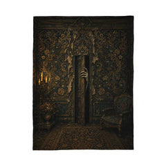 Gothic Haunted Door Coral Fleece Blanket – The Walls Are Watching
