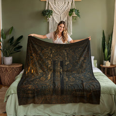Gothic Haunted Door Coral Fleece Blanket – The Walls Are Watching