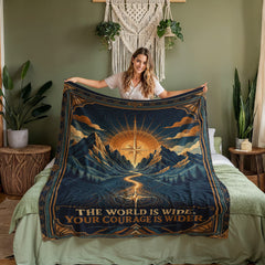 Adventure Coral Fleece Blanket – Your Courage Is Wider