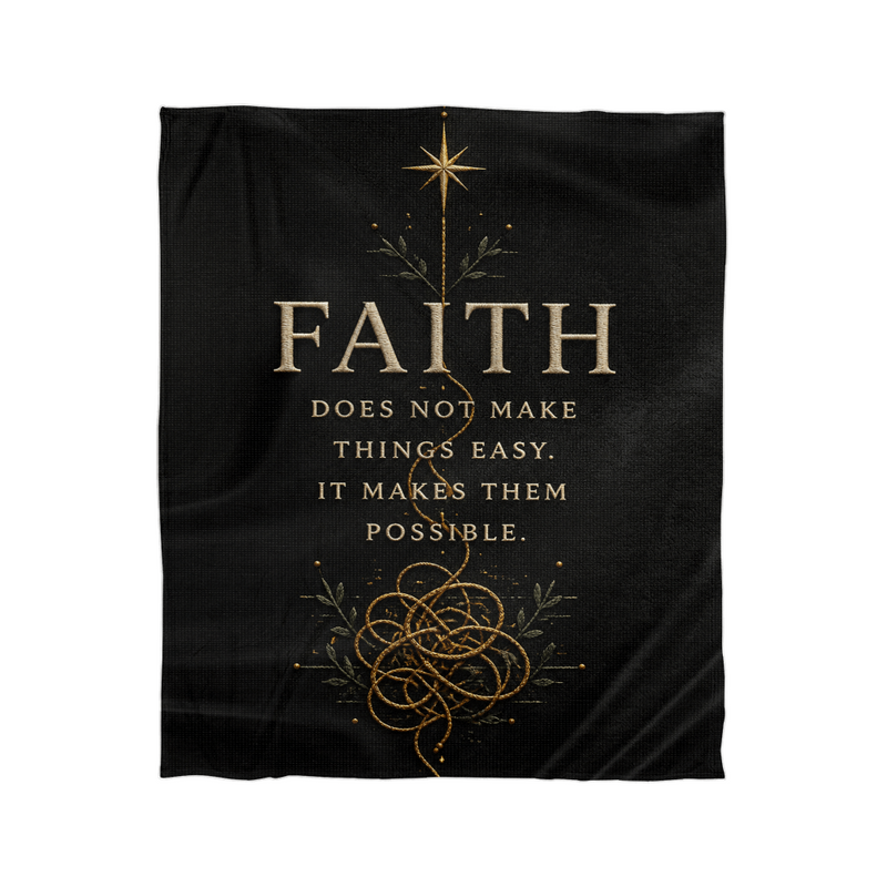 Faith Makes Things Possible – Black & Gold Mink Touch Blanket