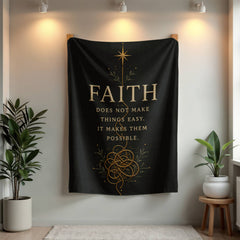 Faith Makes Things Possible – Black & Gold Mink Touch Blanket