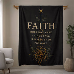 Faith Makes Things Possible – Black & Gold Mink Touch Blanket