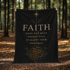 Faith Makes Things Possible – Black & Gold Mink Touch Blanket
