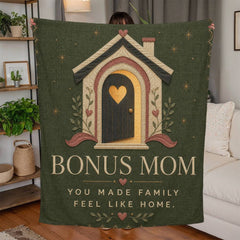 Bonus Mom You Made Family Feel Like Home Jersey Fleece Blanket lifestyle mockup