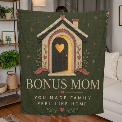 Bonus Mom You Made Family Feel Like Home Jersey Fleece Blanket lifestyle mockup
