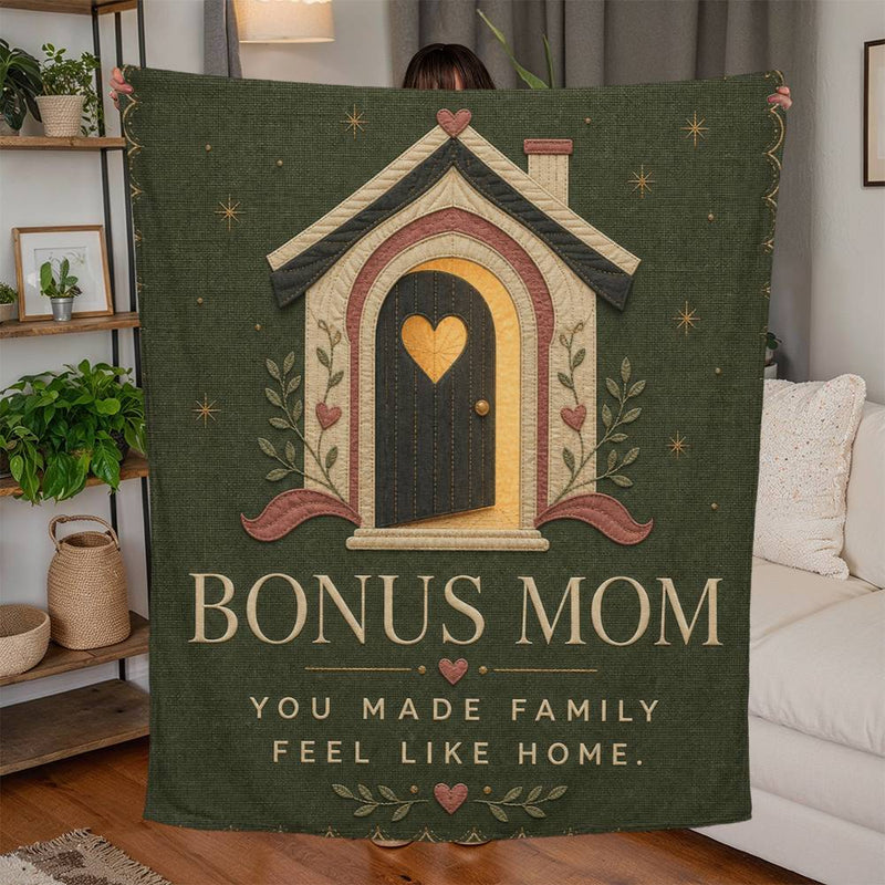 Bonus Mom You Made Family Feel Like Home Jersey Fleece Blanket lifestyle mockup