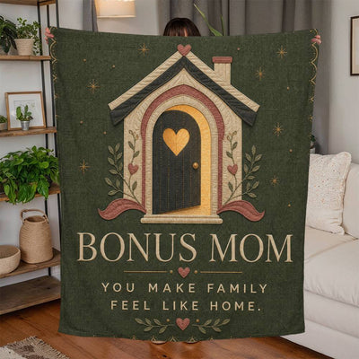 Bonus Mom You Make Family Feel Like Home Jersey Fleece Blanket lifestyle mockup