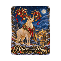 Believe in the Magic – Christmas Stag Sherpa Blanket