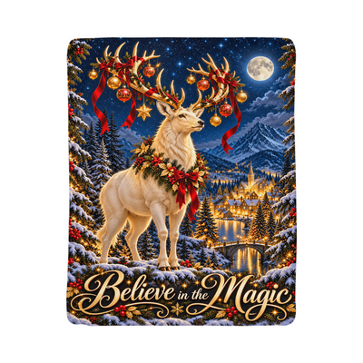 Believe in the Magic – Christmas Stag Sherpa Blanket