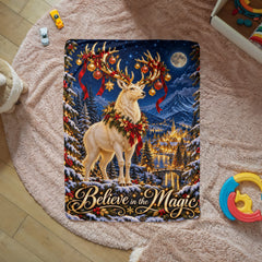 Believe in the Magic – Christmas Stag Sherpa Blanket