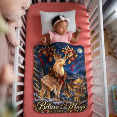 Believe in the Magic – Christmas Stag Sherpa Blanket