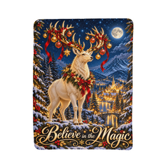 Believe in the Magic – Christmas Stag Sherpa Blanket