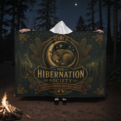 Hooded Sherpa Blanket – The Hibernation Society Bear Design