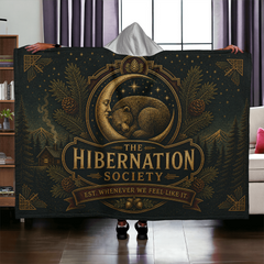 Hooded Sherpa Blanket – The Hibernation Society Bear Design