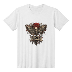 Gothic Skull Moth Halloween T-Shirt - The Moth Beneath the Moon