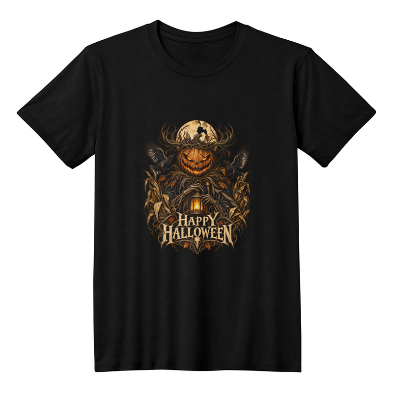 Scary Halloween Pumpkin T-Shirt - The Harvest Warden