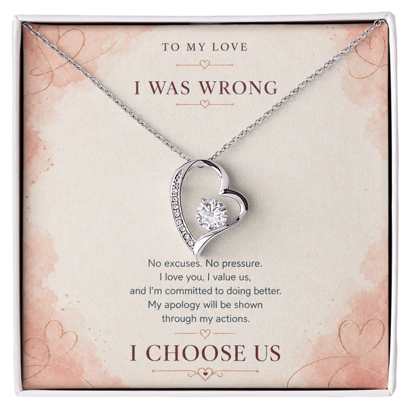Forever Love Heart Necklace – I Choose Us Apology Gift for Her