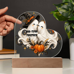 Halloween Boo-tiful Together Heart Plaque Gift for Couples