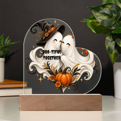 Halloween Boo-tiful Together Heart Plaque Gift for Couples