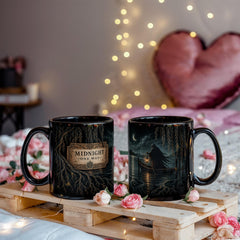 Gothic Ferryman Black Coffee Mug - Passage at Midnight, 11 oz