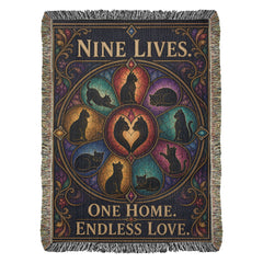 Cat Lover Heirloom Woven Blanket – Nine Lives, One Home