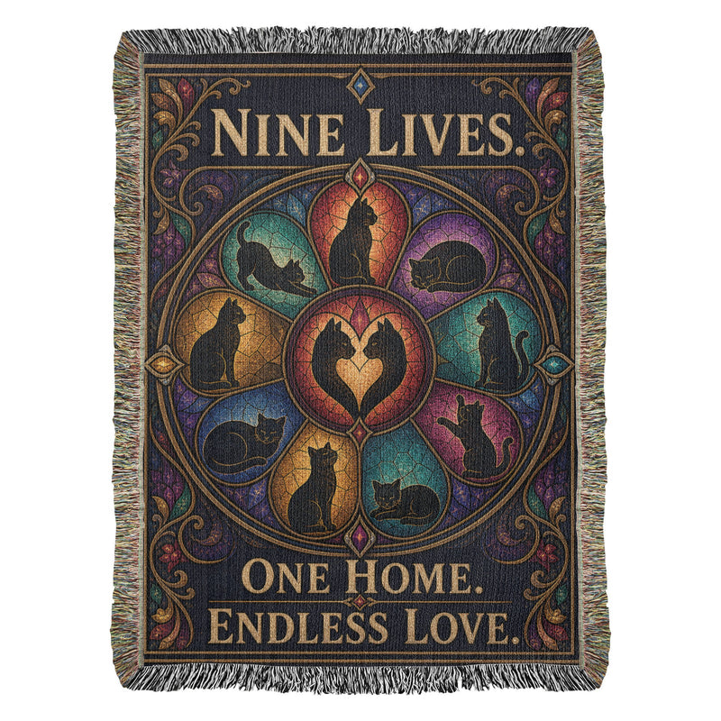 Cat Lover Heirloom Woven Blanket – Nine Lives, One Home