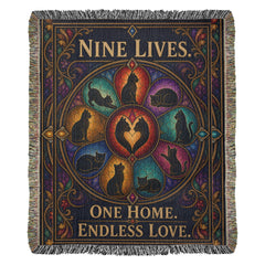 Cat Lover Heirloom Woven Blanket – Nine Lives, One Home