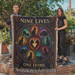 Cat Lover Heirloom Woven Blanket – Nine Lives, One Home