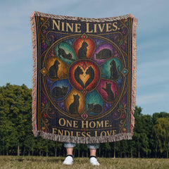 Cat Lover Heirloom Woven Blanket – Nine Lives, One Home