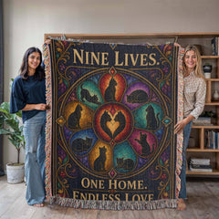 Cat Lover Heirloom Woven Blanket – Nine Lives, One Home