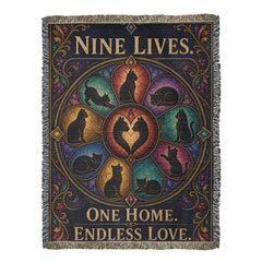 Cat Lover Heirloom Woven Blanket – Nine Lives, One Home