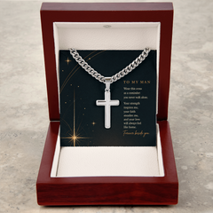 Cross Cuban Link Chain Necklace for Him — Faith & Love Gift