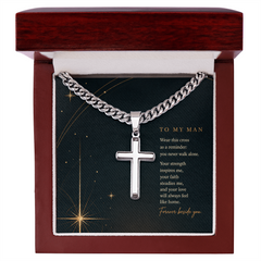 Cross Cuban Link Chain Necklace for Him — Faith & Love Gift