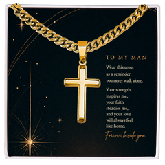 Cross Cuban Link Chain Necklace for Him — Faith & Love Gift