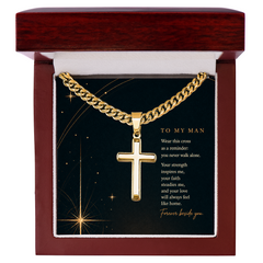 Cross Cuban Link Chain Necklace for Him — Faith & Love Gift