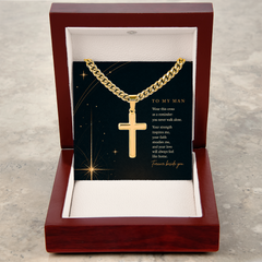 Cross Cuban Link Chain Necklace for Him — Faith & Love Gift