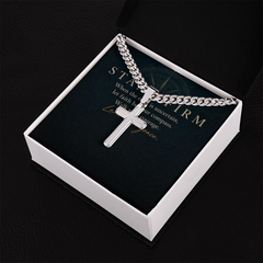 Personalized Cross Cuban Link Chain for Him — Stand Firm