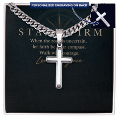 Personalized Cross Cuban Link Chain for Him — Stand Firm